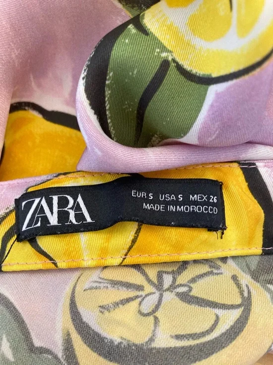 ZARA Lemon Print Satin Midi Skirt - Picture 10 of 14